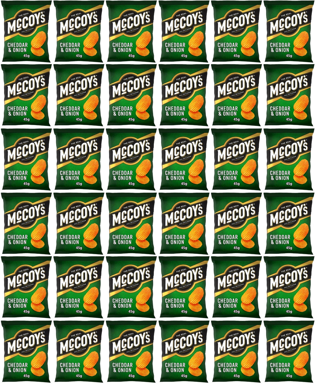 36 x Mccoy S­ Ridge Cut Cheddar & Onion Flavour Potato Crisps 45G