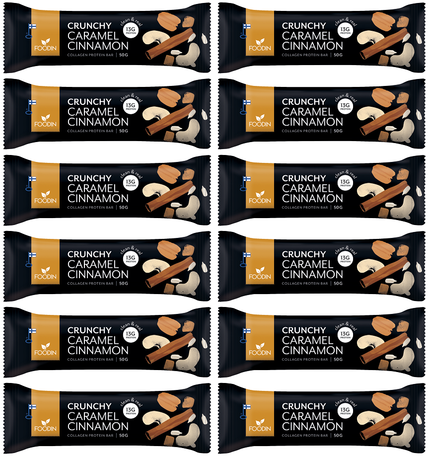 12 x Foodin Collagen Protein Bar Caramel Cinnamon - 50g