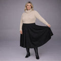 Faux Suede Elastic Waist Skater Skirt