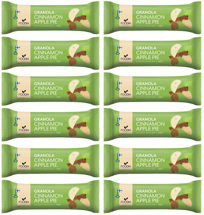 12 x Foodin Granola Bar Cinnamon Apple Pie Org - 40g