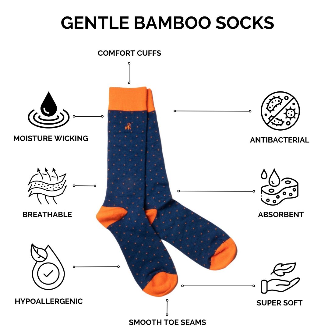 Block Striped Bamboo Socks (Comfort Cuff)