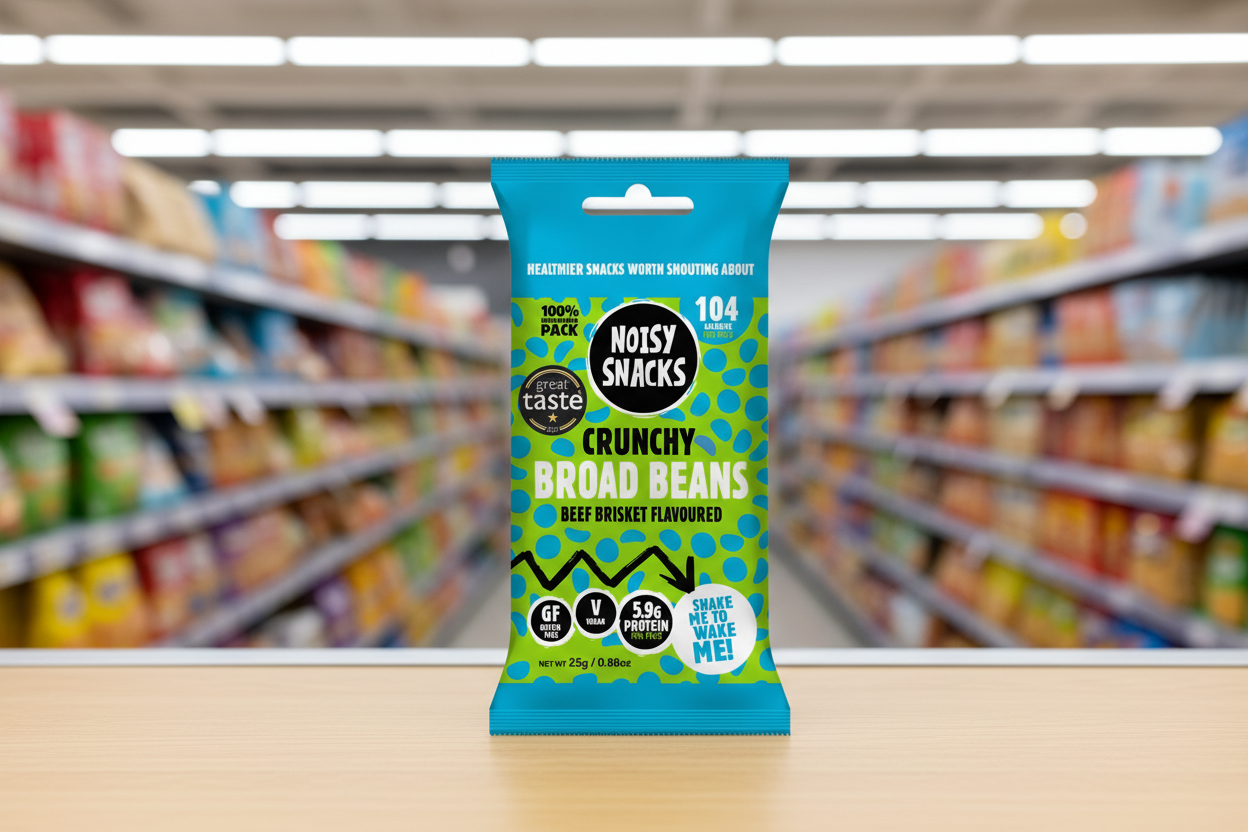10 x Noisy Snacks Crunchy Broad Beans Beef Brisket - 25g