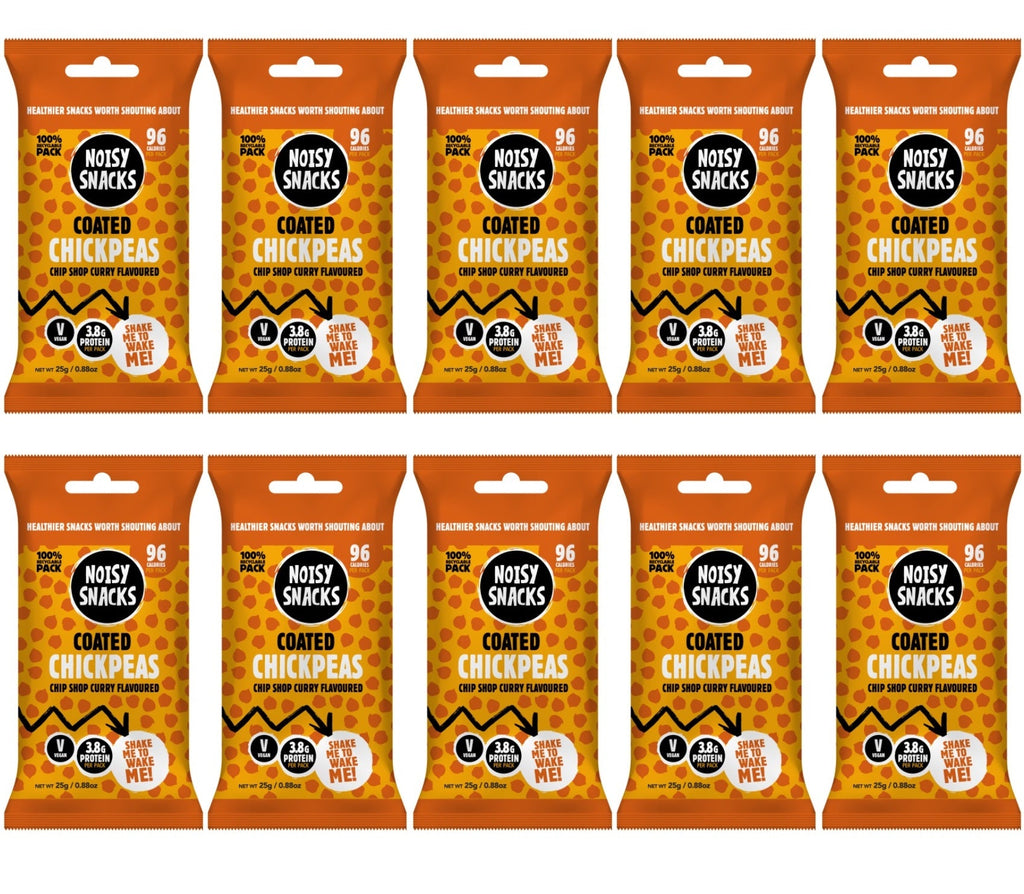 10 x Noisy Snacks Coated Chickpeas Chip Shop Curry - 25g