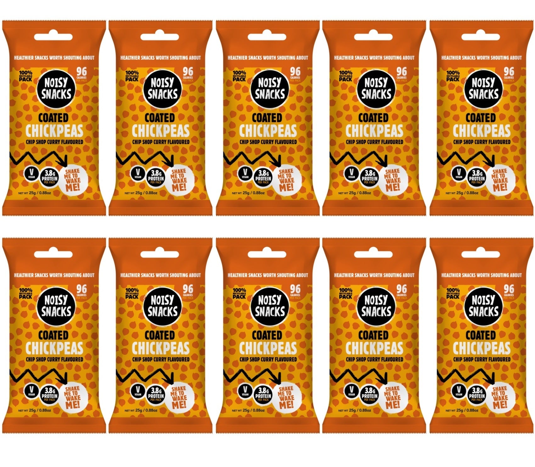 10 x Noisy Snacks Coated Chickpeas Chip Shop Curry - 25g