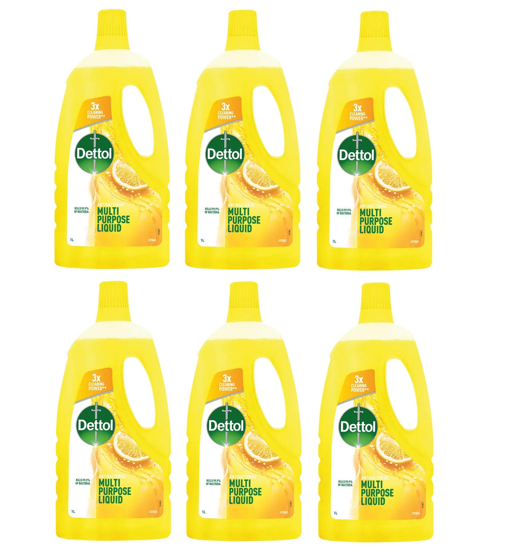 6 x Dettol Multipurpose Antibacterial Citrus - 1 LITRE
