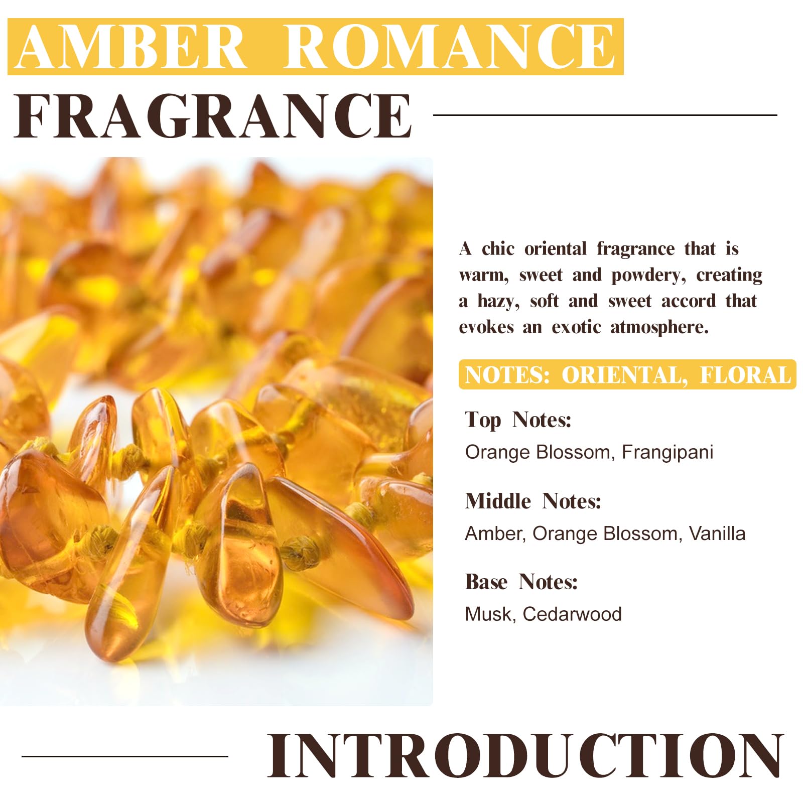 EUQEE Amber Romance Fragrance Oil - 2.02 Fl oz (60 ml) | Diffuser, Candle Making, DIY Soap