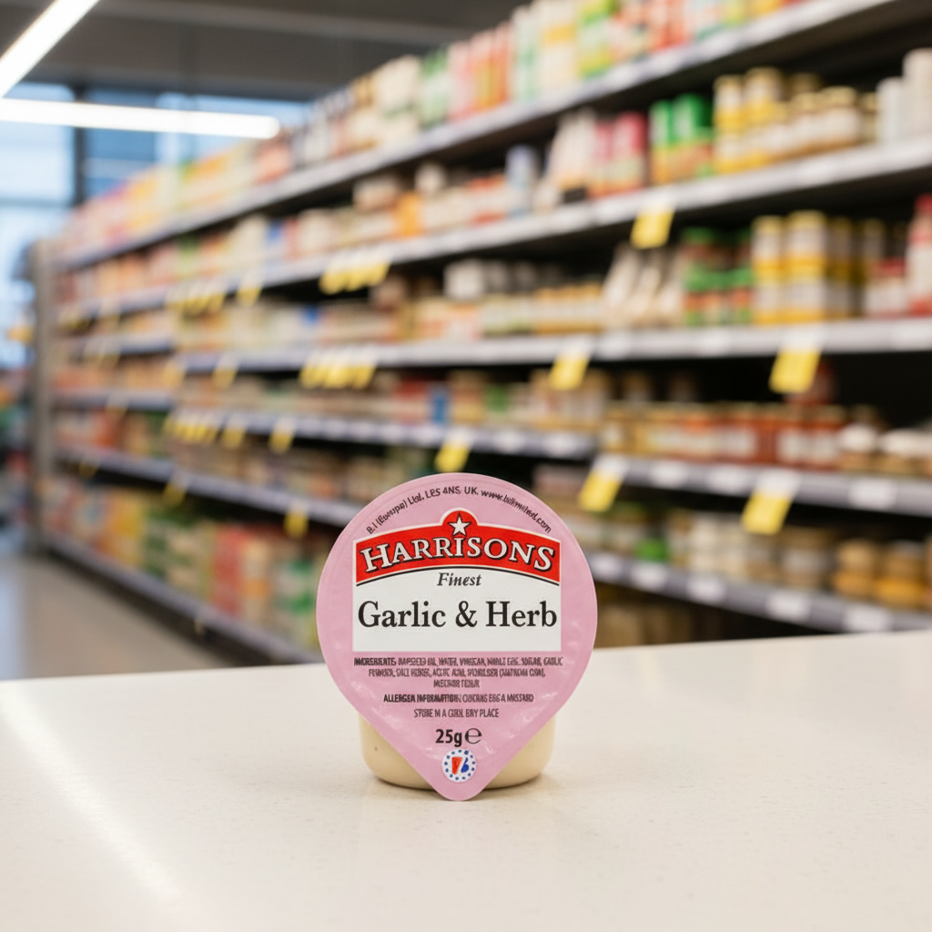 100 x Harrisons Finest Garlic & Herb Dip Pots 100 X 25Gms