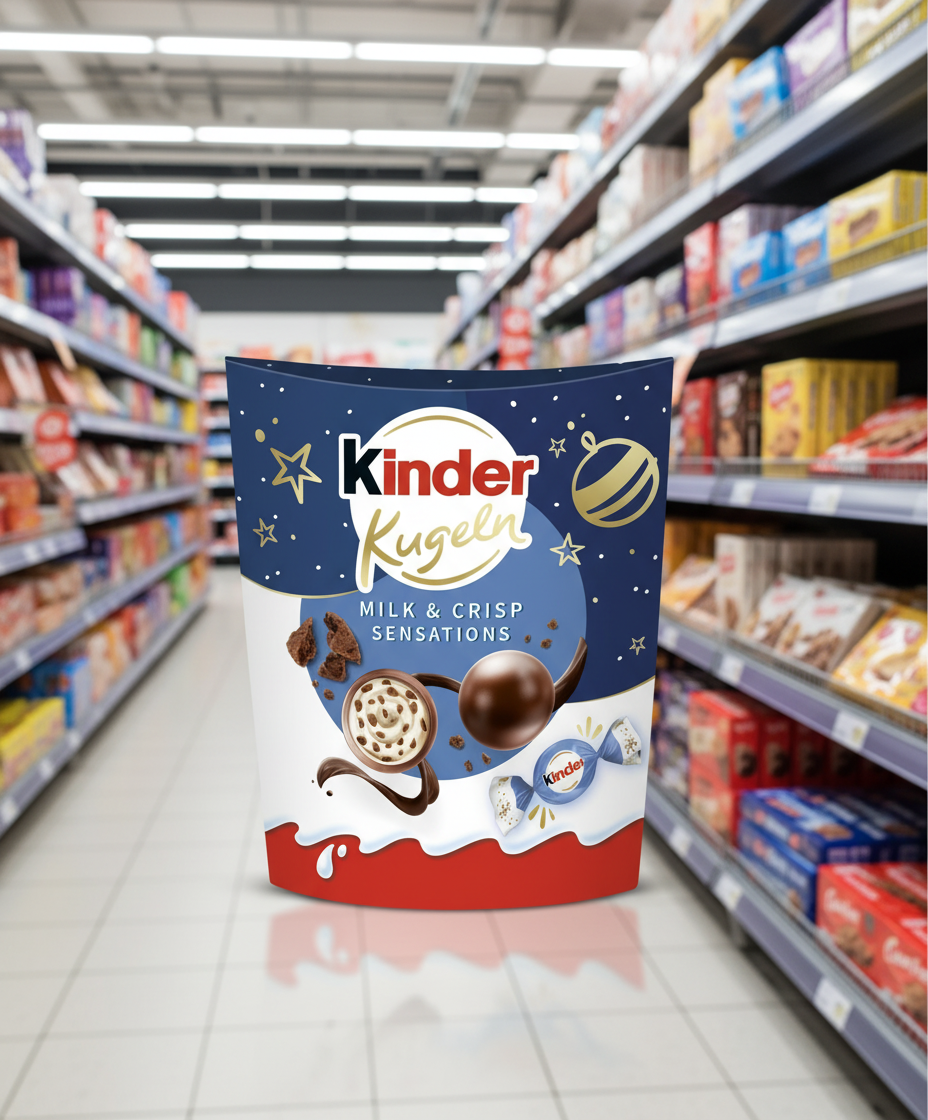 17 x Kinder Xmas Choco Balls Milk & Crisp Sensations  - 90GM
