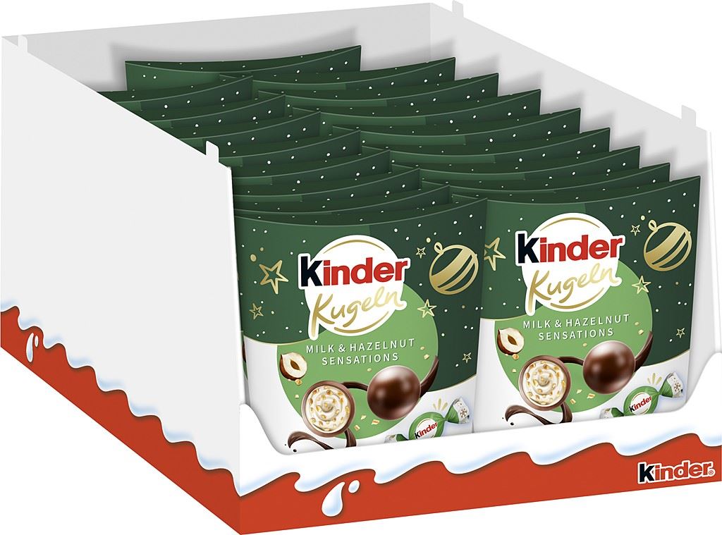 17 x Kinder Xmas Choco Balls Milk & Hazelnut Sensations  - 90GM