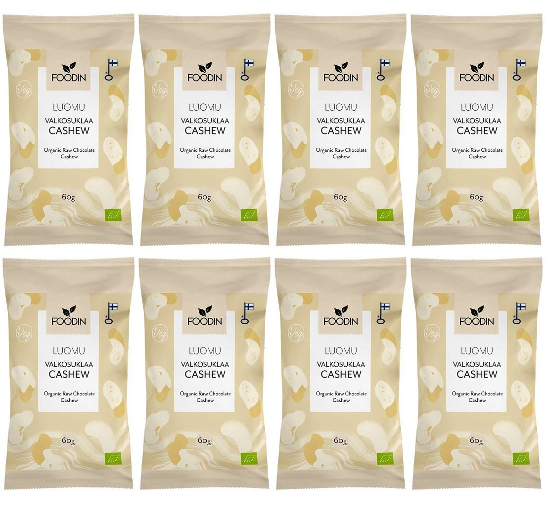 8 x Foodin Org Raw White Chocolate Cashew - 50g