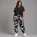 Black & White Love Paris High Waist Stretchy Harem Pants