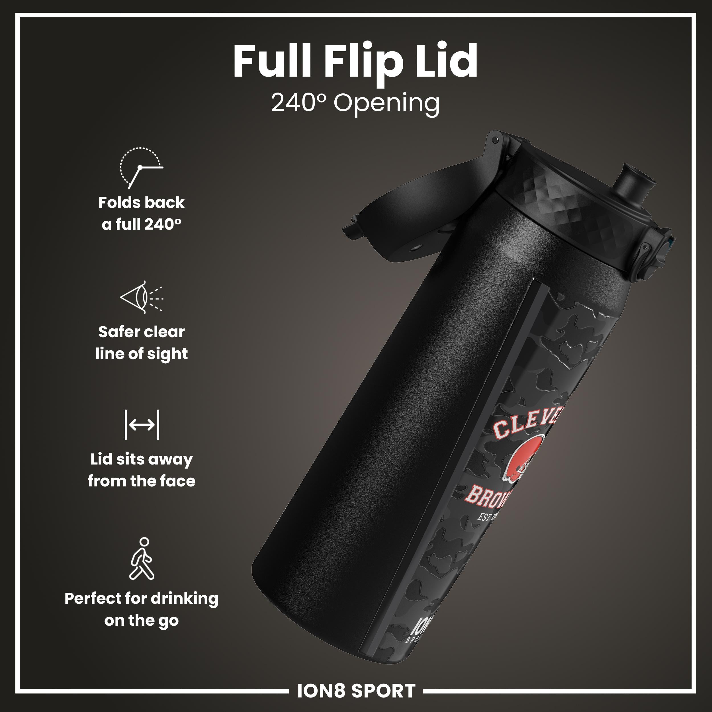 NFL x ION8 Insulated Steel Water Bottle, NFL Browns, 750ml (24oz)