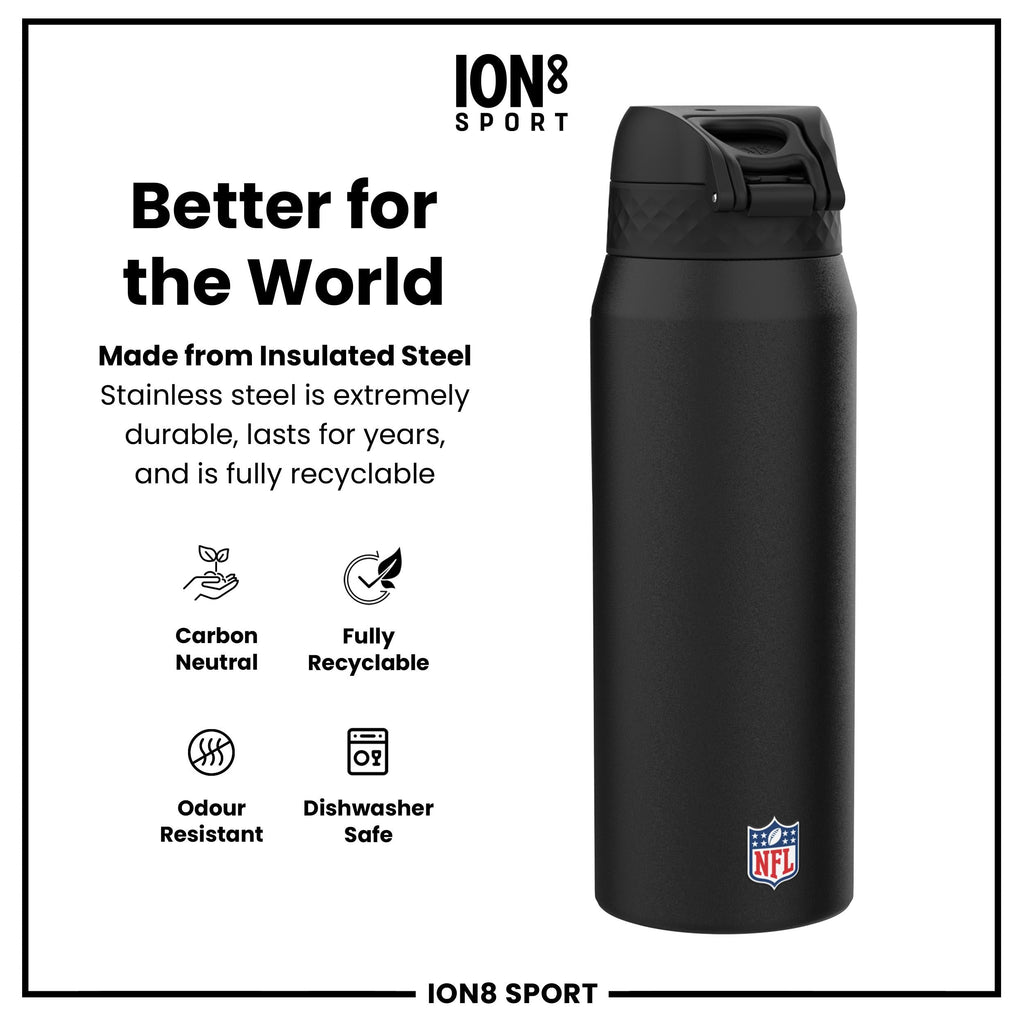 NFL x ION8 Insulated Steel Water Bottle, NFL Browns, 750ml (24oz)