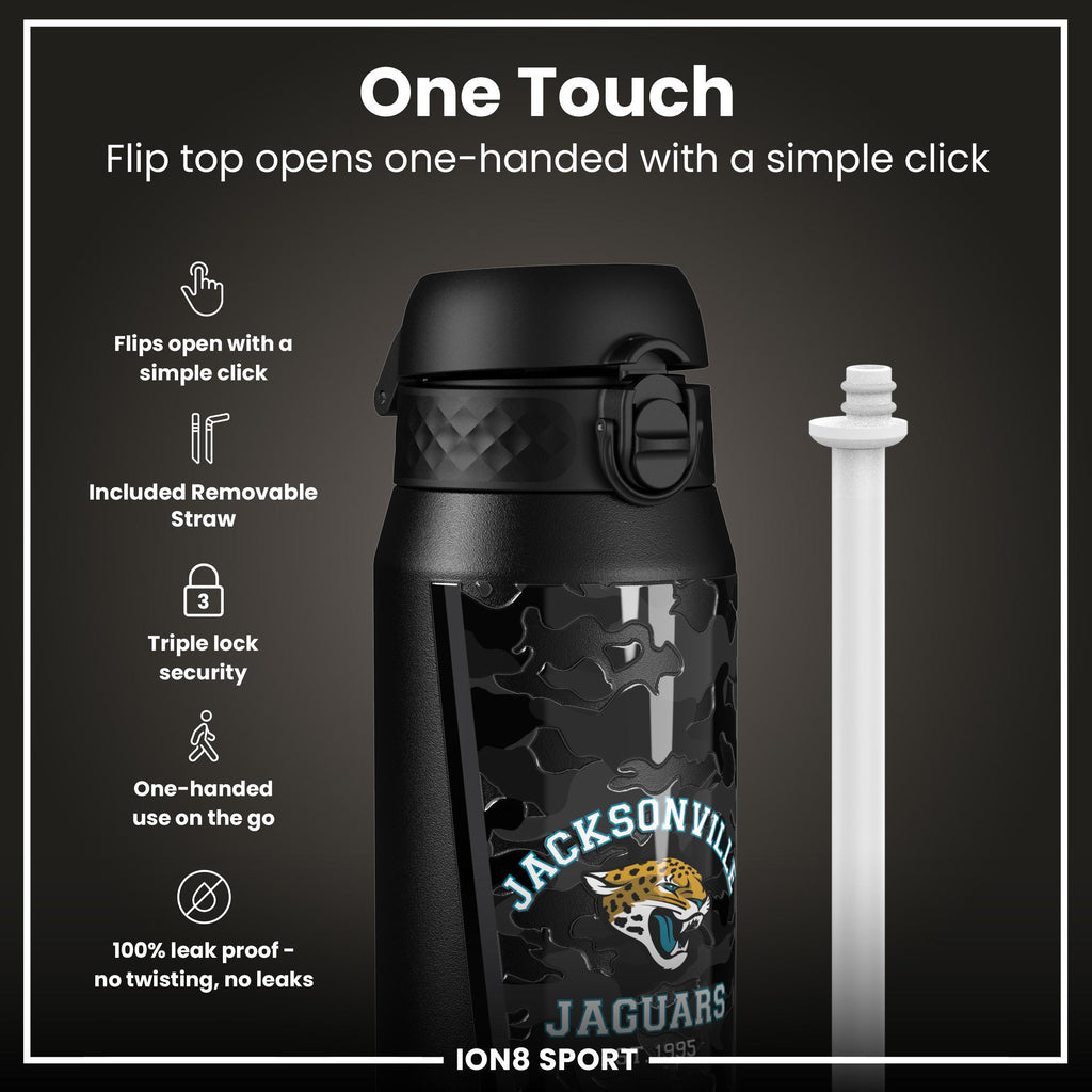 NFL x ION8 Insulated Steel Water Bottle, NFL Jaguars, 750ml (24oz)