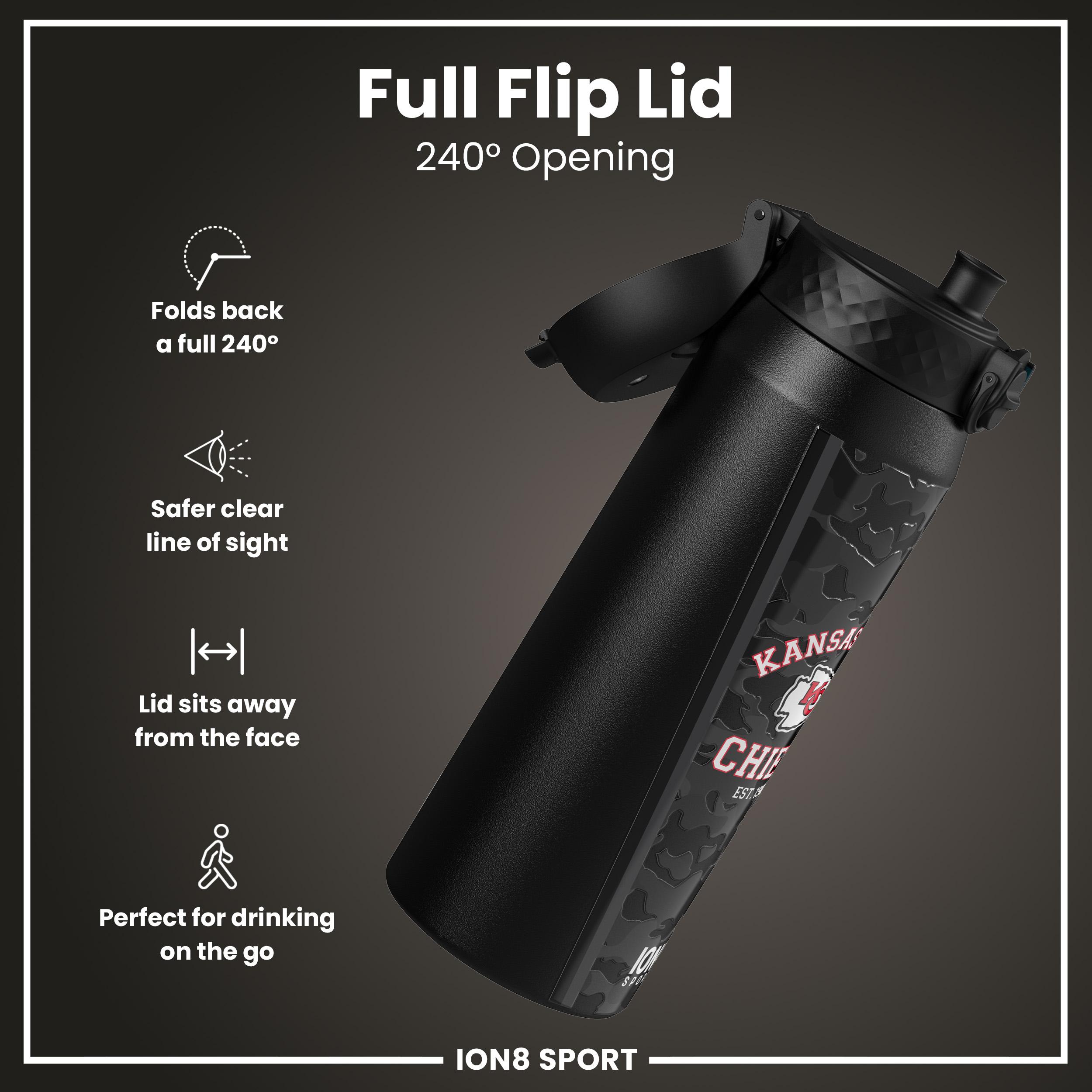 NFL x ION8 Insulated Steel Water Bottle, NFL Chiefs, 750ml (24oz)