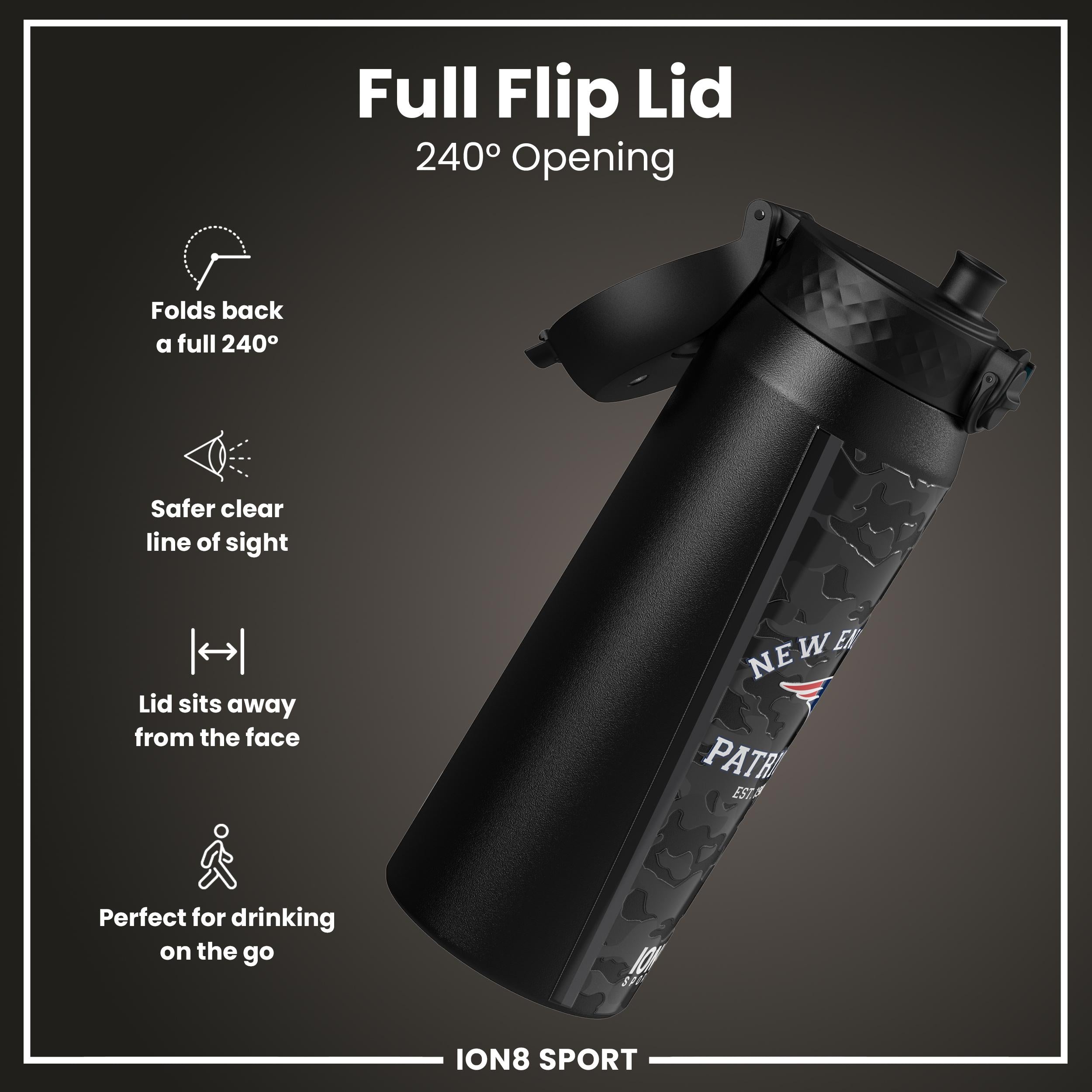 NFL x ION8 Insulated Steel Water Bottle, NFL Patriots, 750ml (24oz)