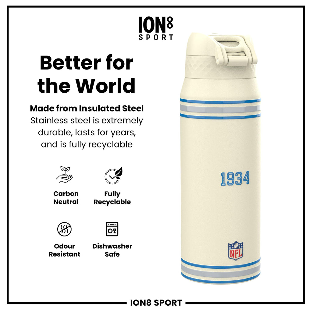 NFL x ION8 Insulated Steel Water Bottle, NFL Lions, 750ml (24oz)