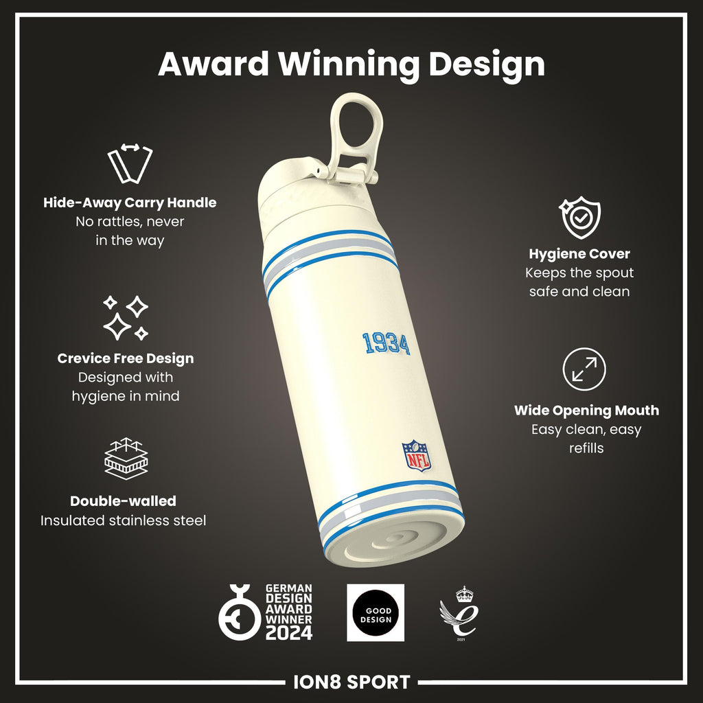 NFL x ION8 Insulated Steel Water Bottle, NFL Lions, 750ml (24oz)