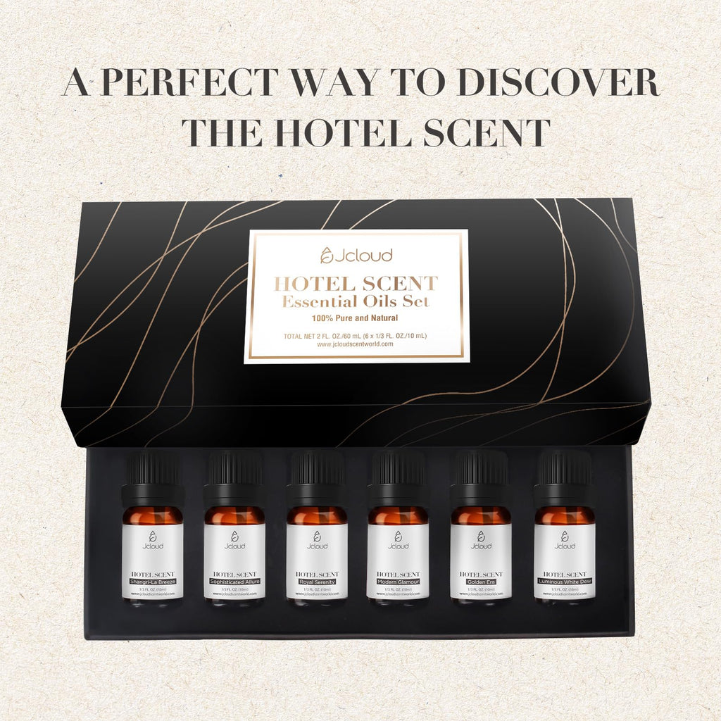JCLOUD Hotel Diffuser Oils Set — Top 6 Luxury Hotel-Inspired Essential Oils (6x10mL)