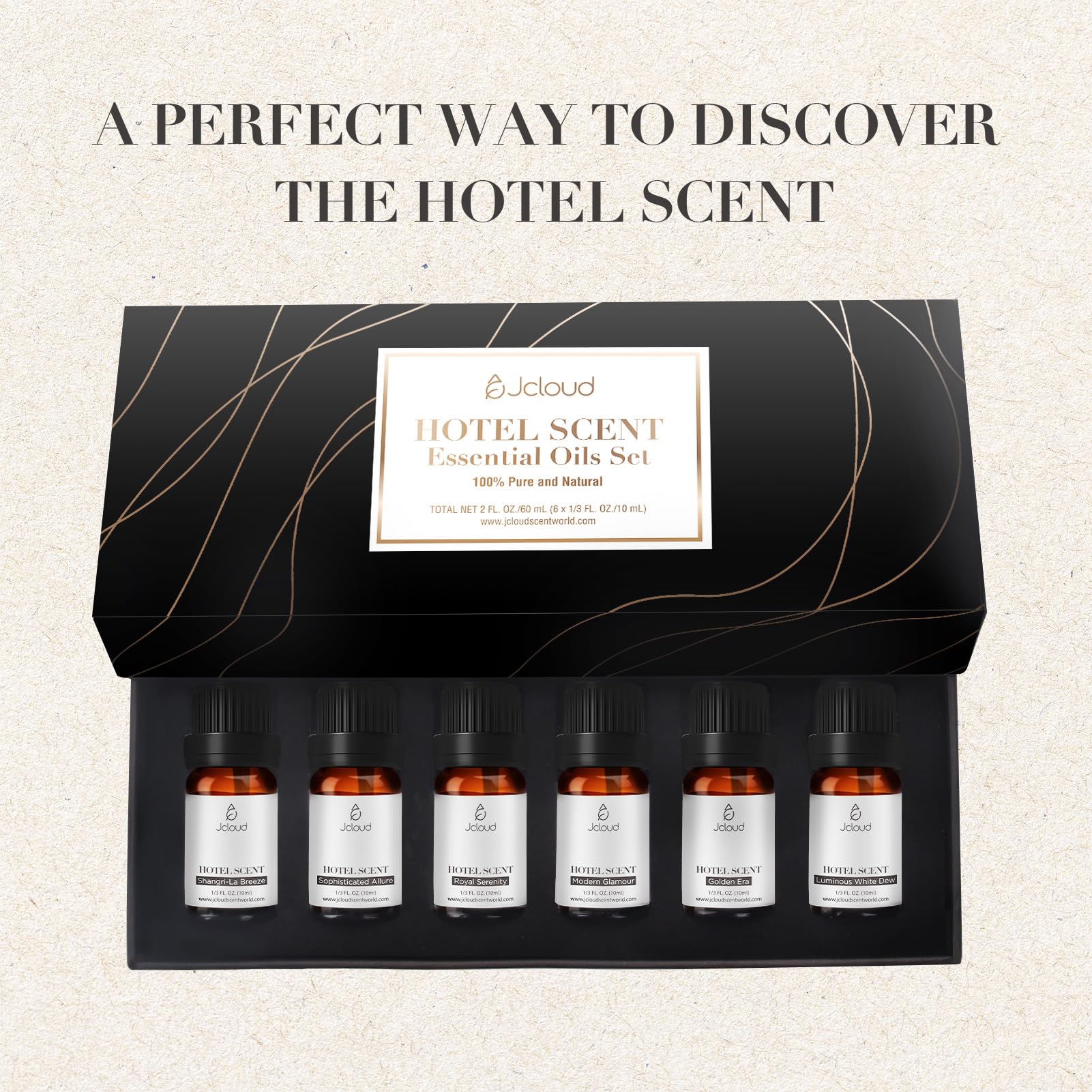 JCLOUD Hotel Diffuser Oils Set — Top 6 Luxury Hotel-Inspired Essential Oils (6x10mL)