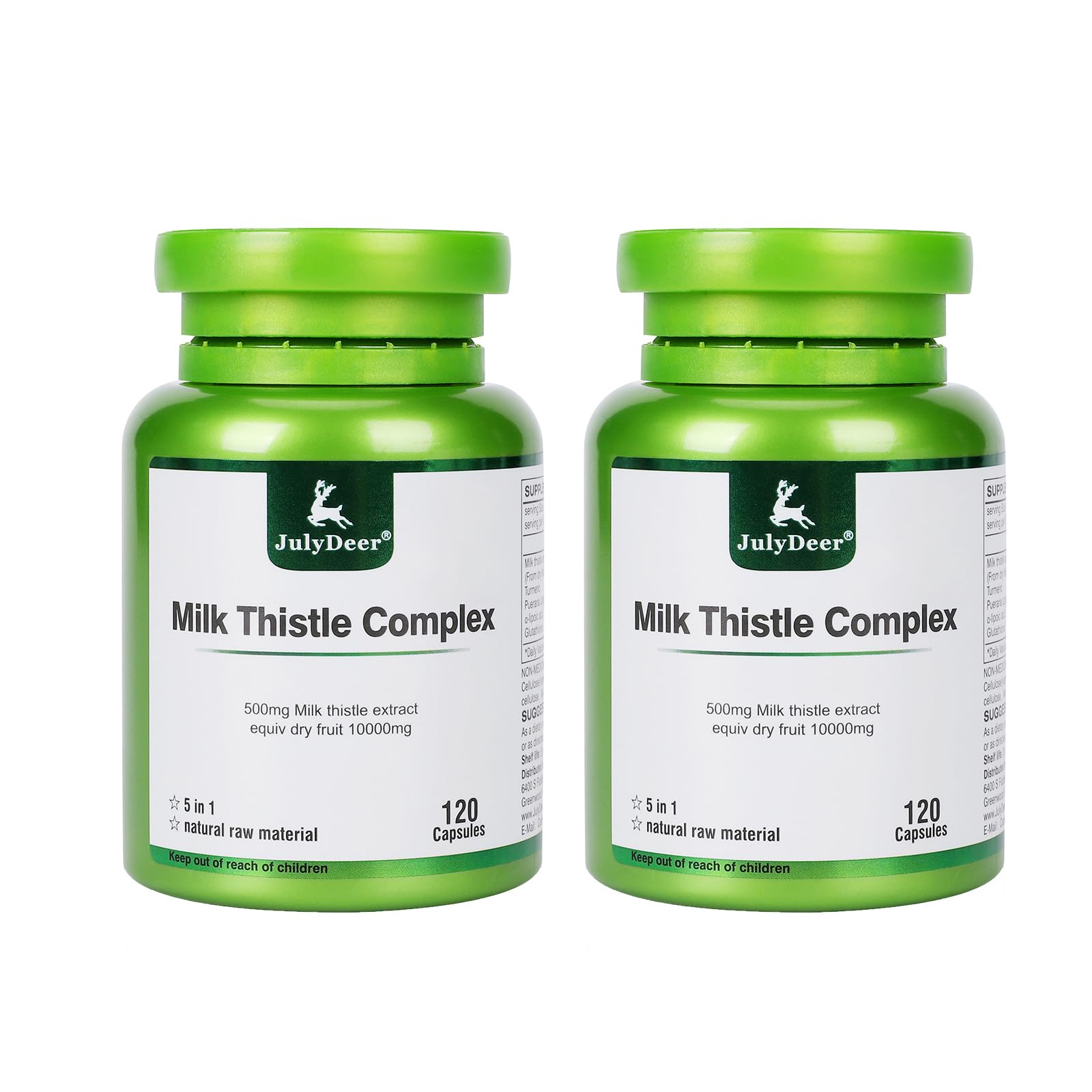 JulyDeer Milk Thistle 500 mg Silymarin – 2 Bottles (240 Capsules) | Liver Support