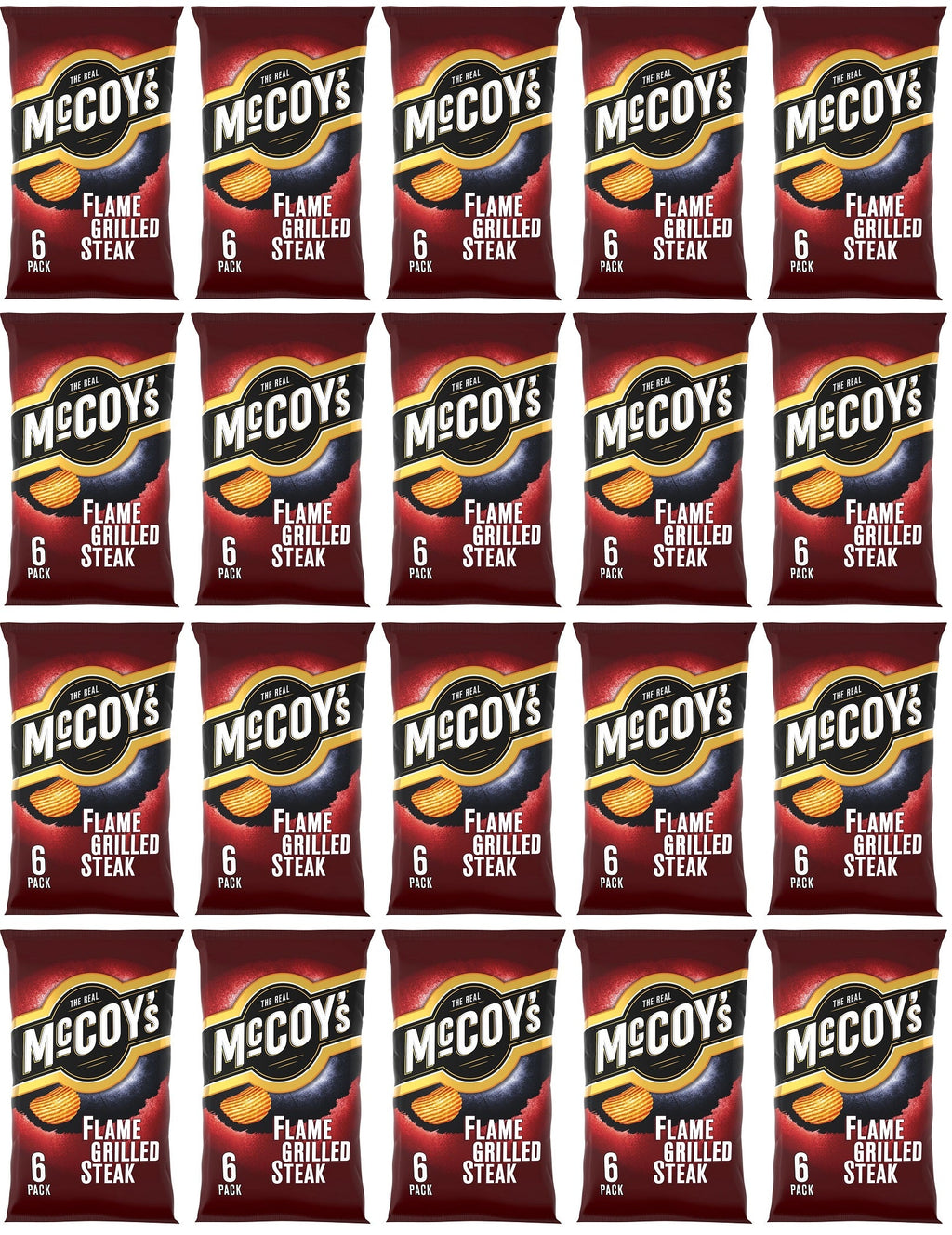20 x Mccoys Flame Grilled Steak 6 Pack - 6X25GM