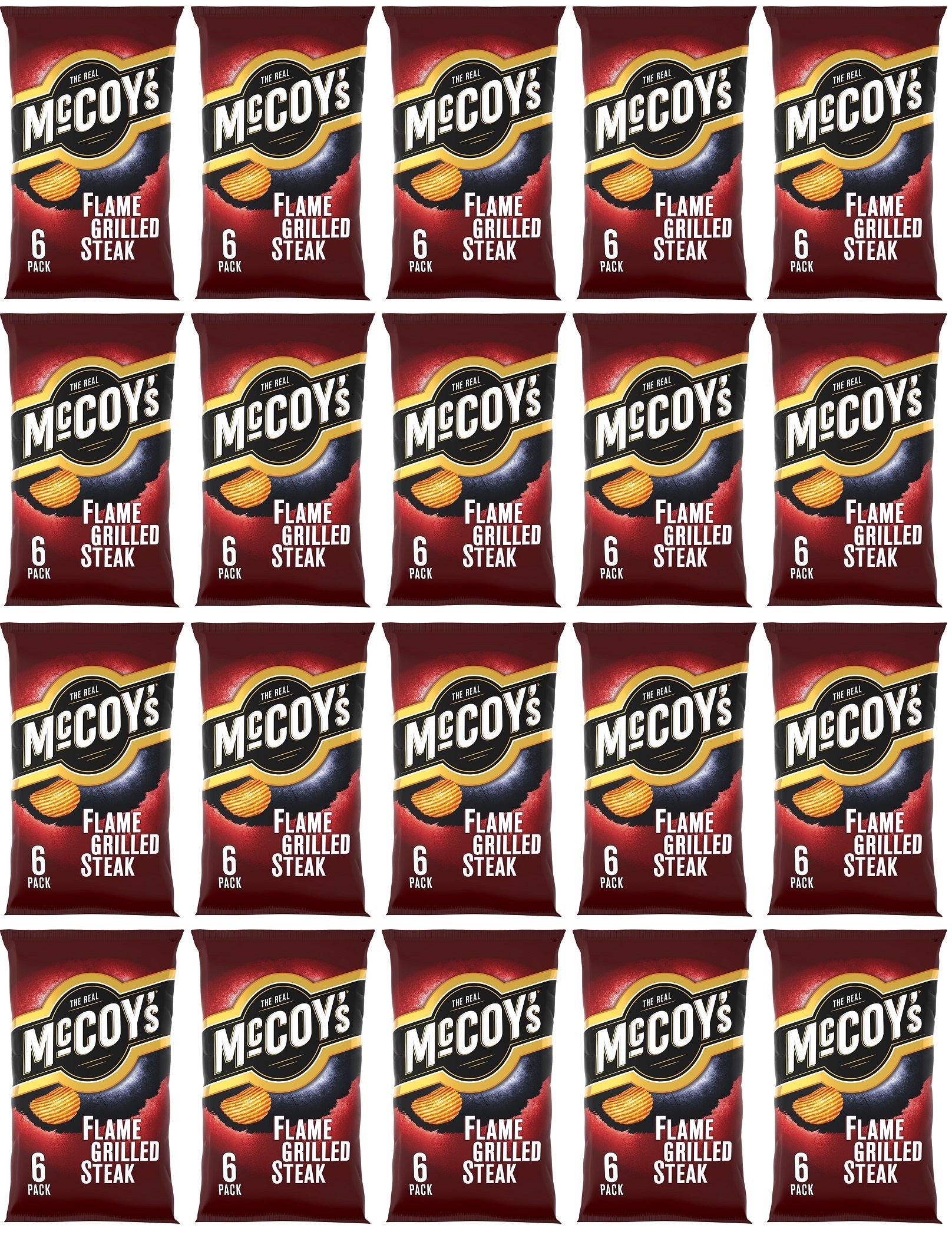 20 x Mccoys Flame Grilled Steak 6 Pack - 6X25GM