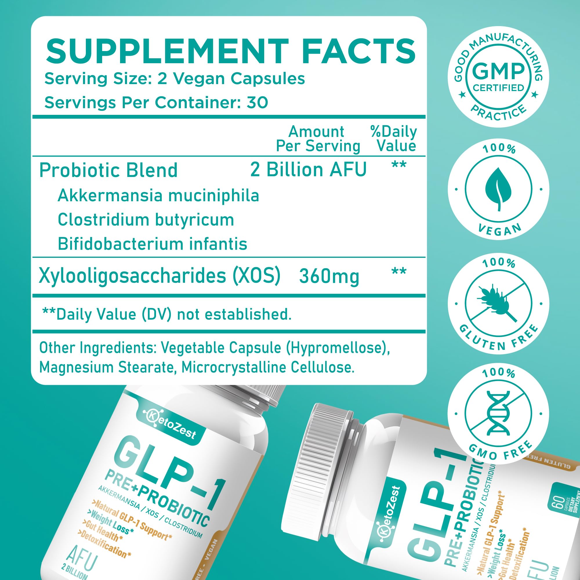 KetoZest GLP-1 Booster Probiotic + Prebiotic for Weight Loss | Akkermansia Muciniphila