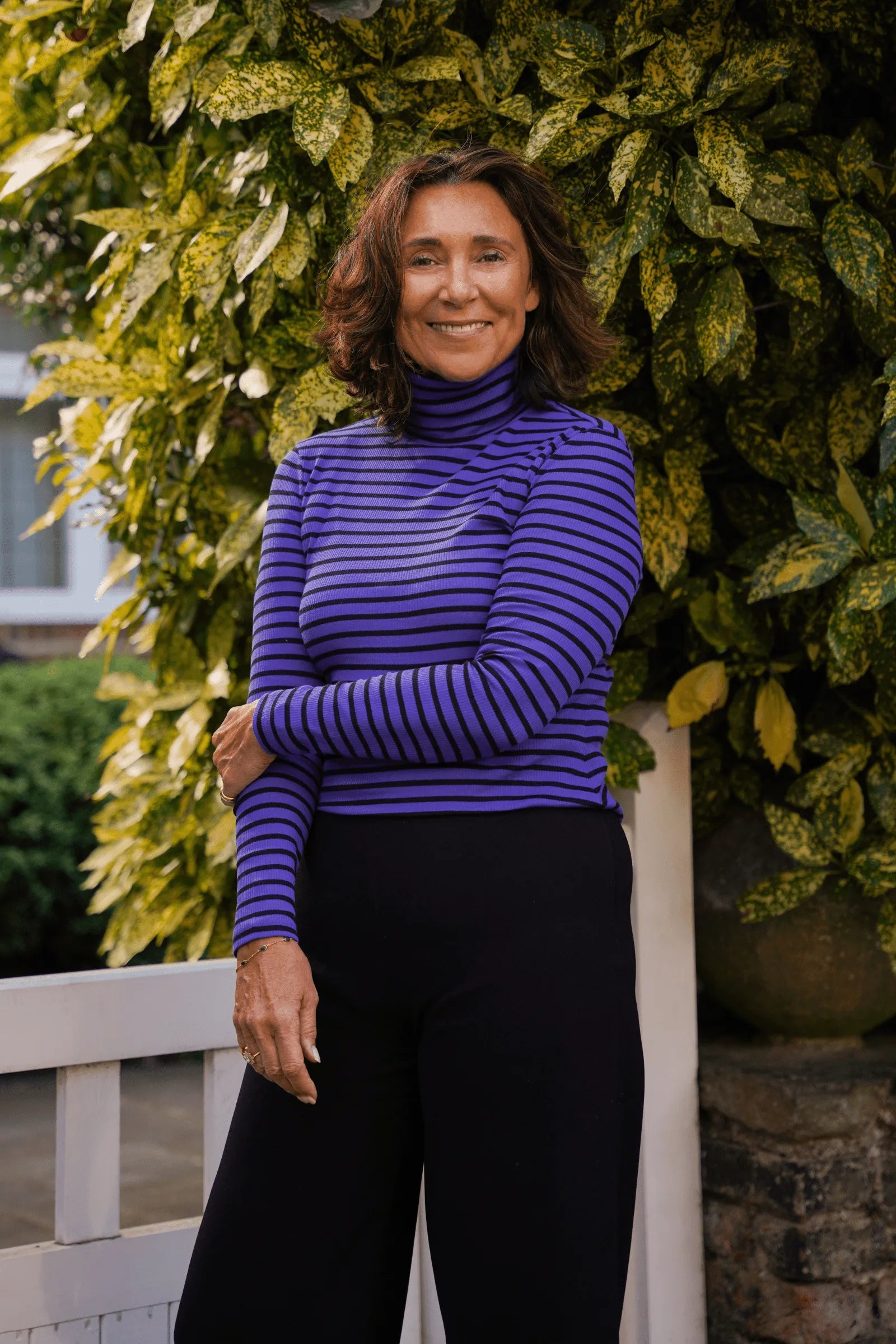 Striped Cotton Roll Neck