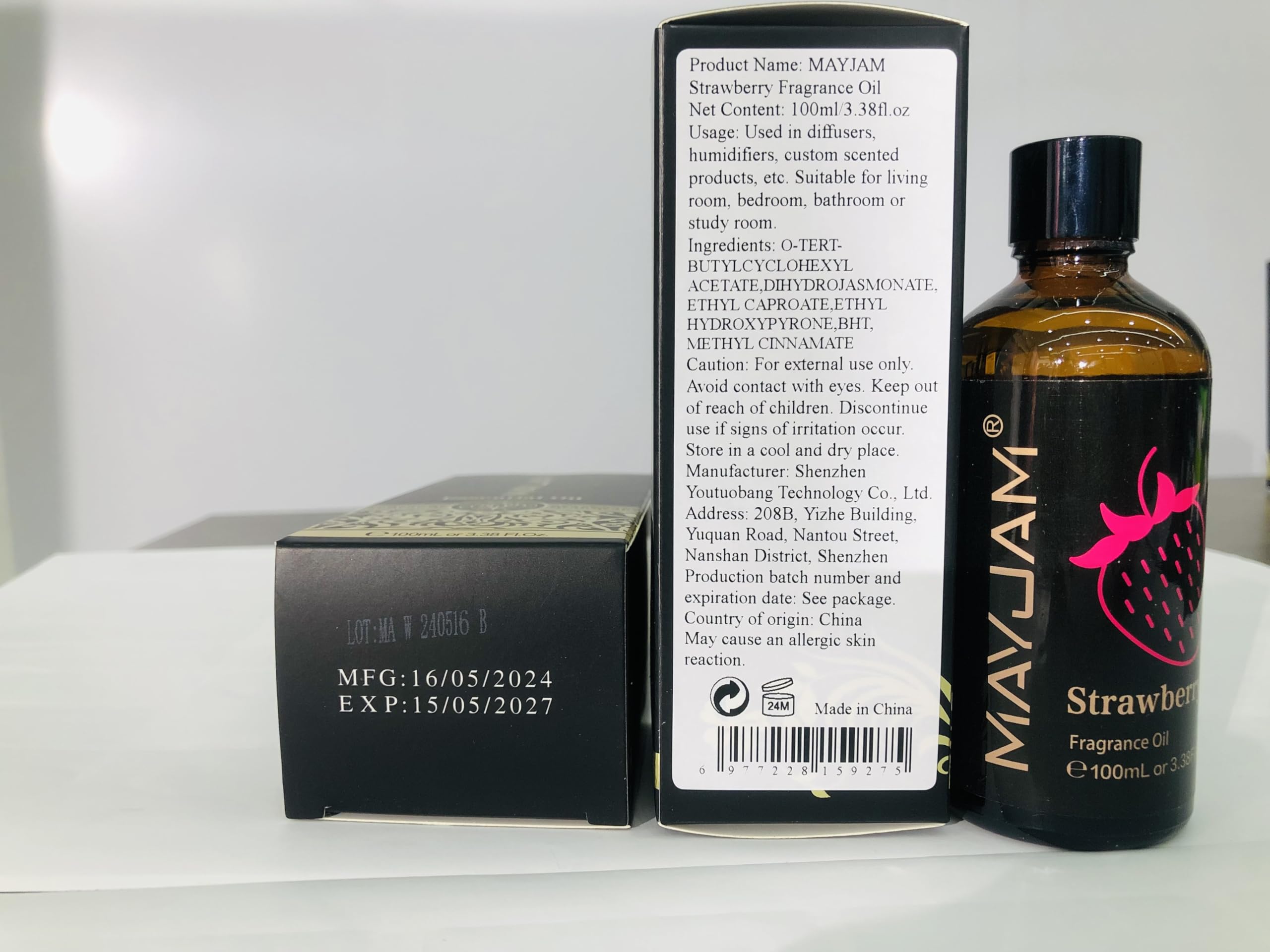 MAYJAM Strawberry Fragrance Oil 100ml | Glass Dropper for Diffusers, Soap & Candle Making