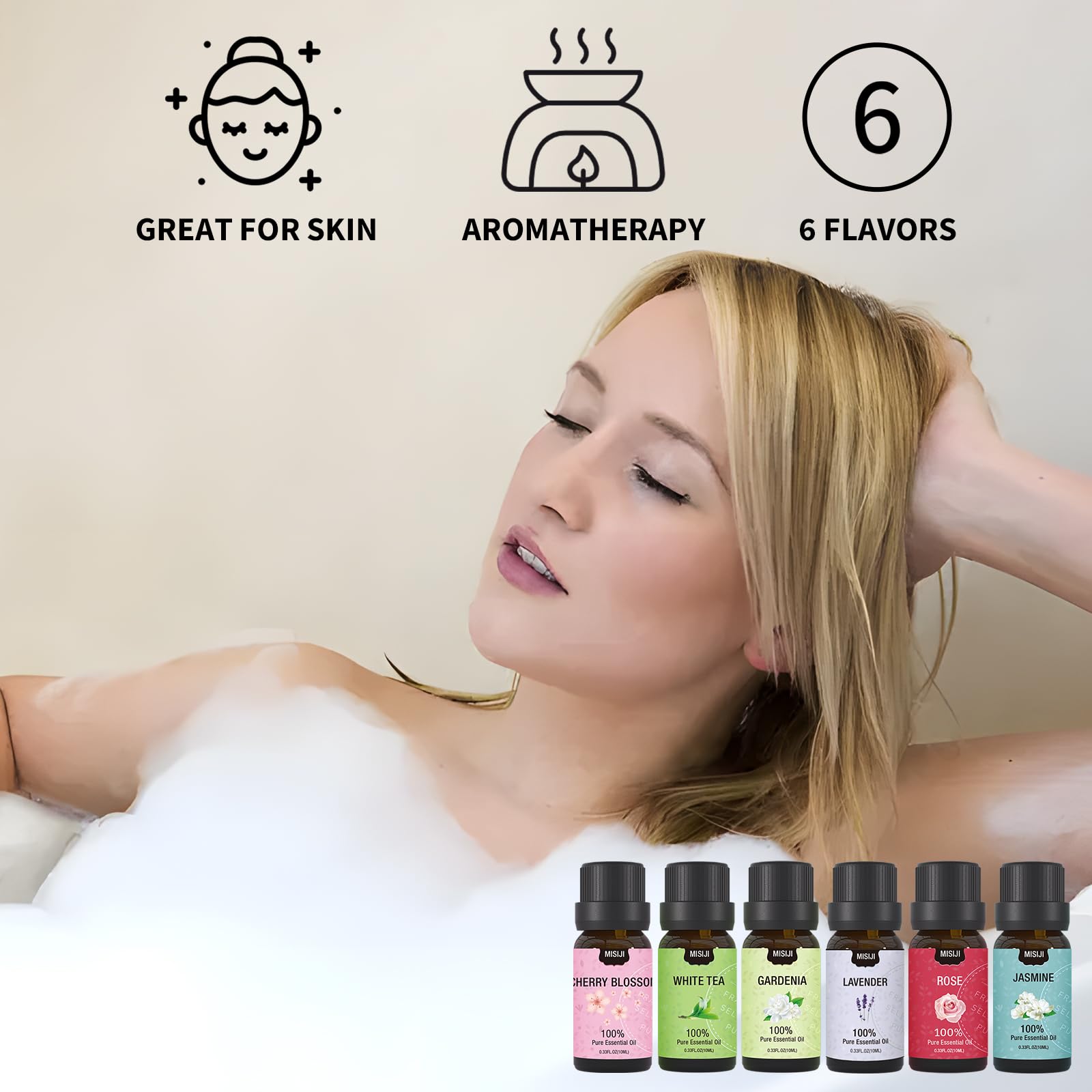 MISIJI Essential Oils Set – 6 x 10ml for Diffusers, Aromatherapy, Laundry & DIY