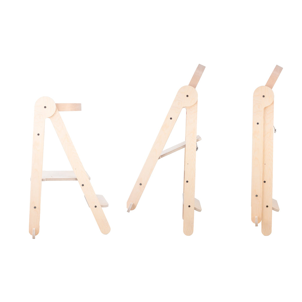 MamaToyz Folding Learning Tower - Natural Beech Wood Montessori Child Safety Platform