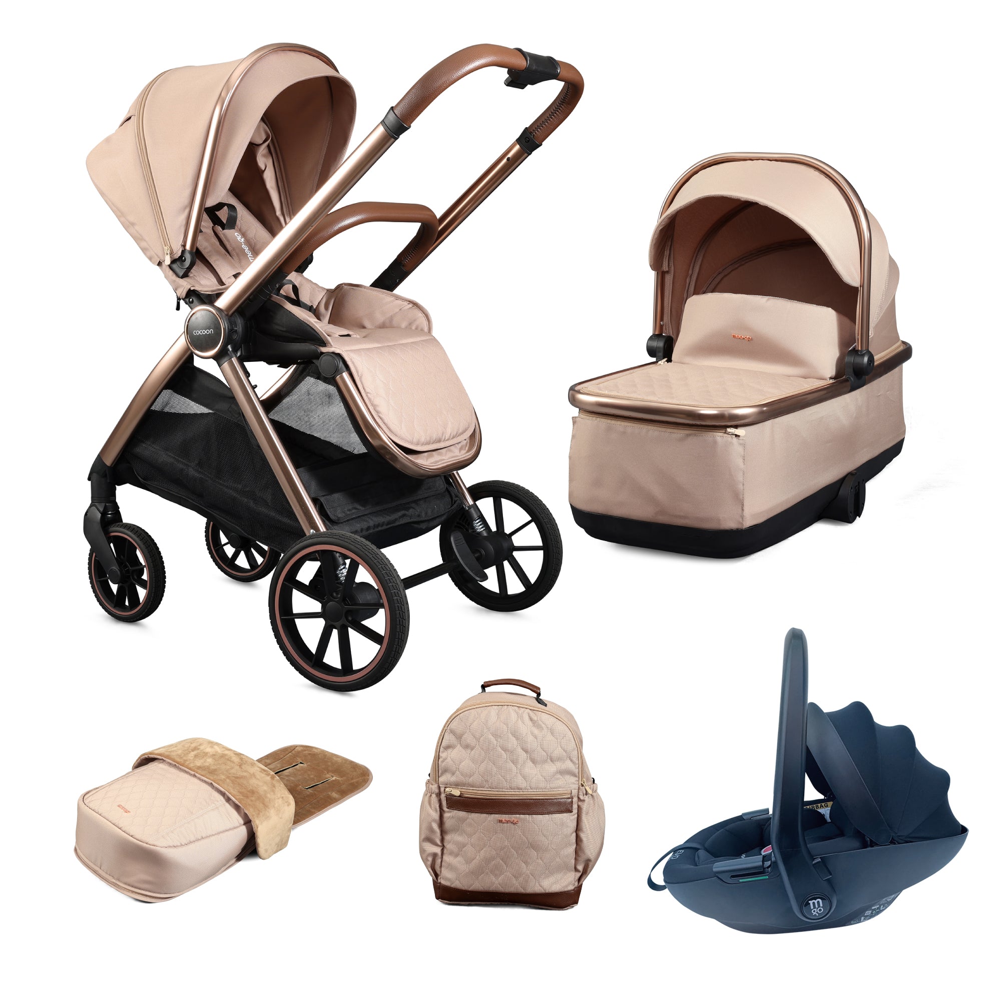 Mee-Go Cocoon Travel System with EVO Spin Car Seat – Toffee