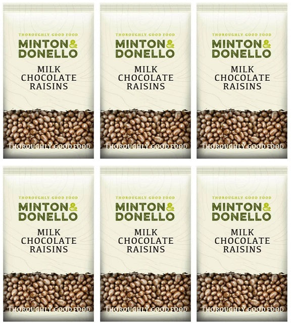 6 x Minton & Donello Milk Chocolate Raisins - 500g