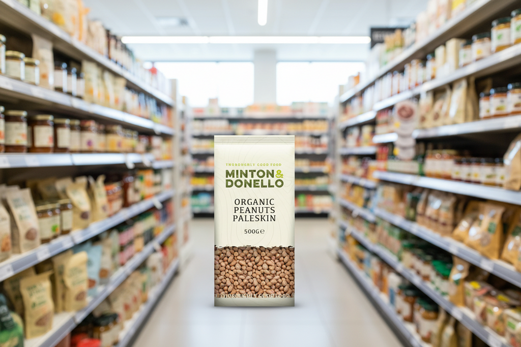 6 x Minton & Donello Organic Peanuts Paleskin - 500g