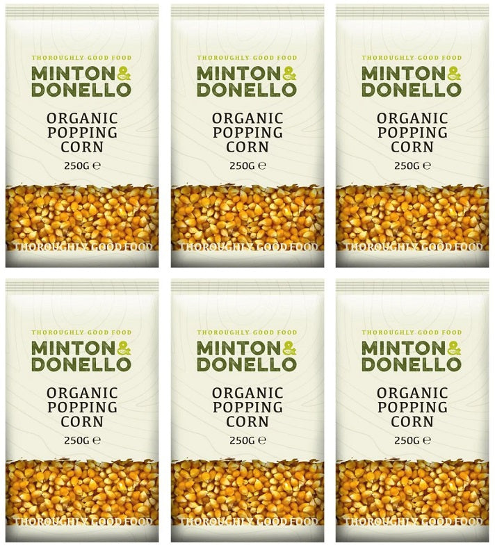 6 x Minton & Donello Org Popping Corn - 250g