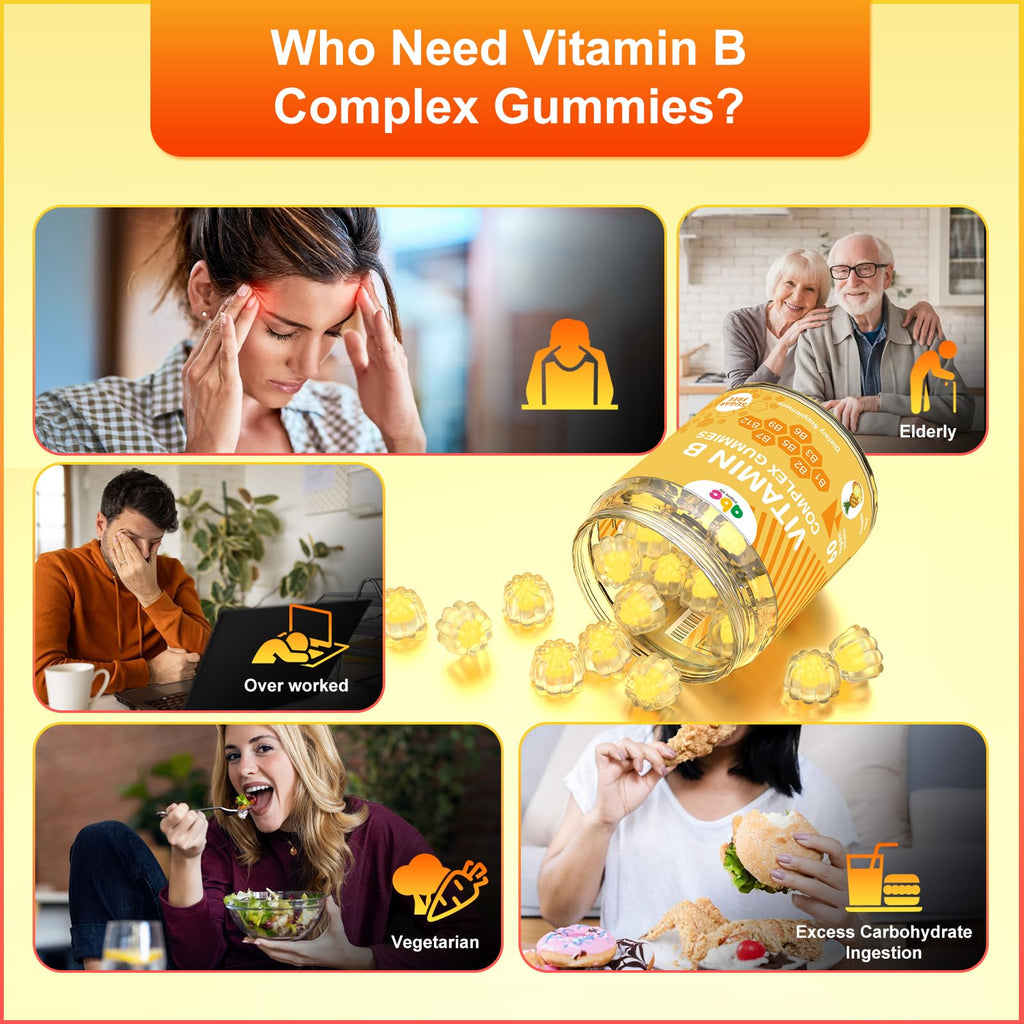 NEWOLITE Vitamin B Complex Gummies for Adults – Pineapple Flavor, 60 Count, Non-GMO & Vegan