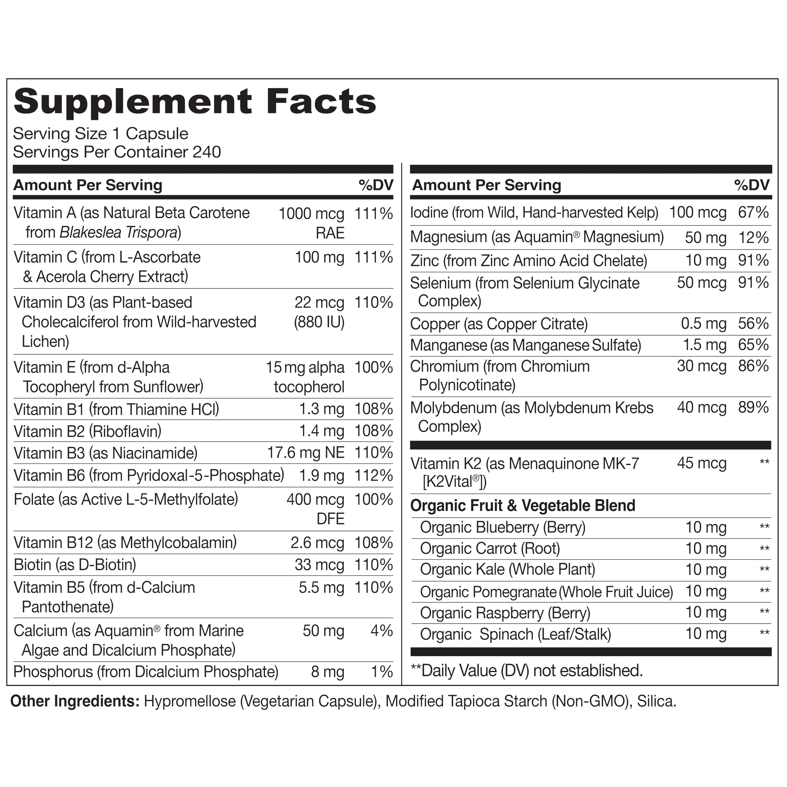 NATURELO Mens Multivitamins – One Daily Multivitamin for Men with Organic Whole Foods & High-Absorption Nutrients | Non-GMO, 240 Veggie Capsules
