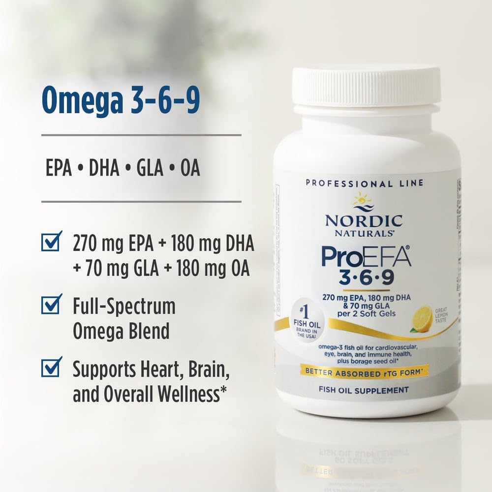 Nordic Naturals ProEFA 3-6-9 Lemon – 90 Soft Gels | 565 mg Omega-3 (EPA & DHA) + GLA | Non-GMO