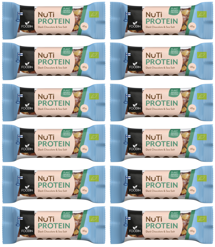 12 x Foodin NUTI Protein Dark chocolate & Sea Salt - 45g