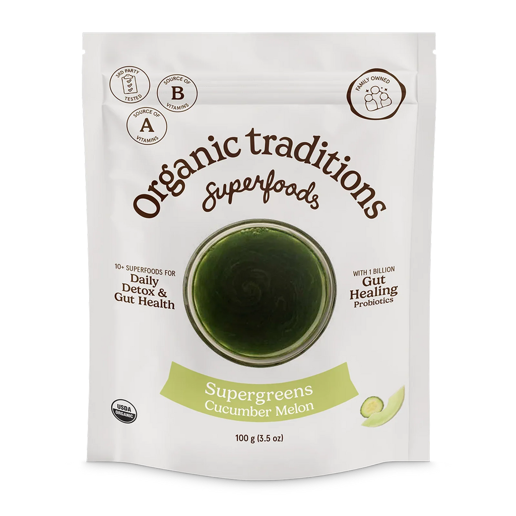 Organic Traditions Org Super Greens Cucumber Melon - 100g