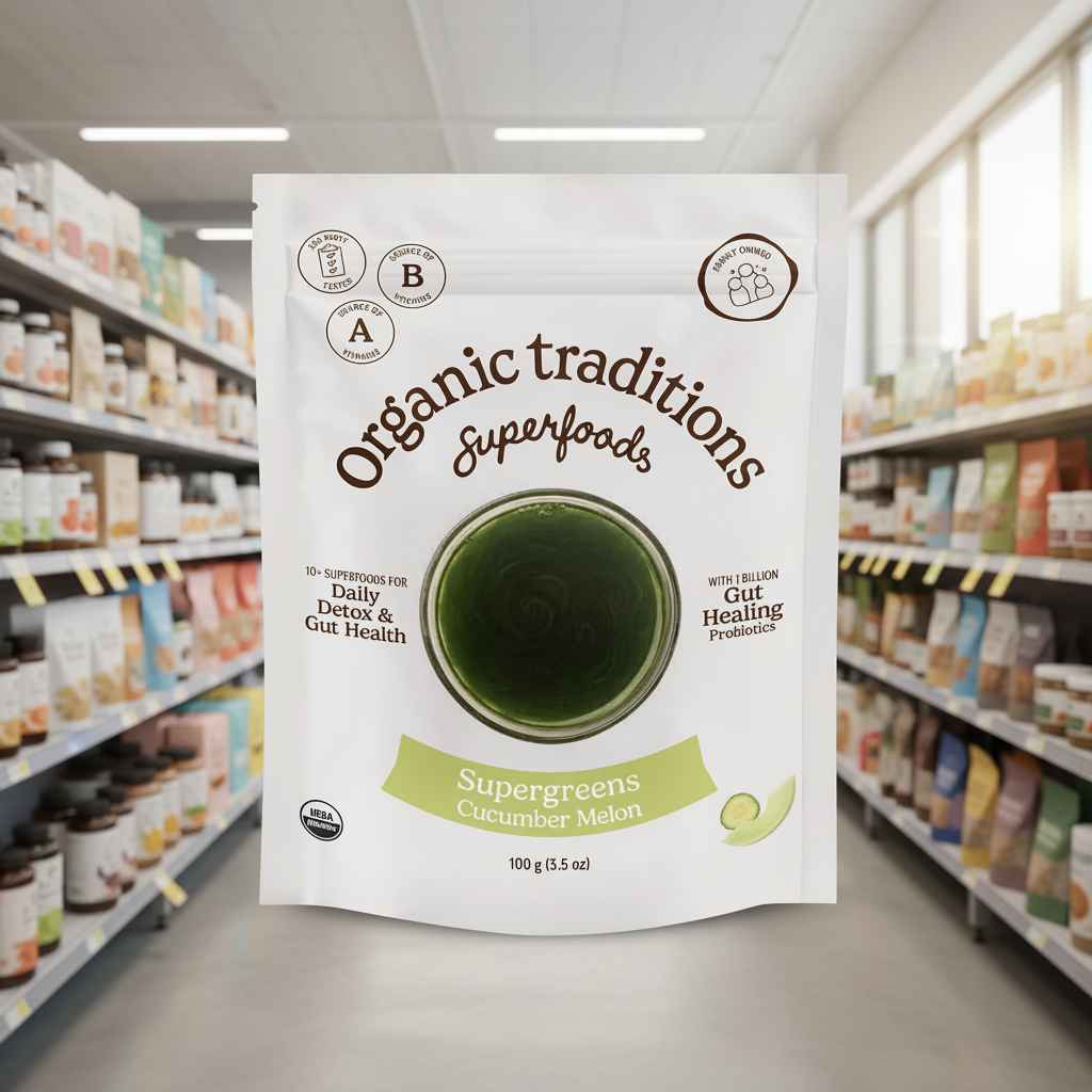 Organic Traditions Org Super Greens Cucumber Melon - 100g