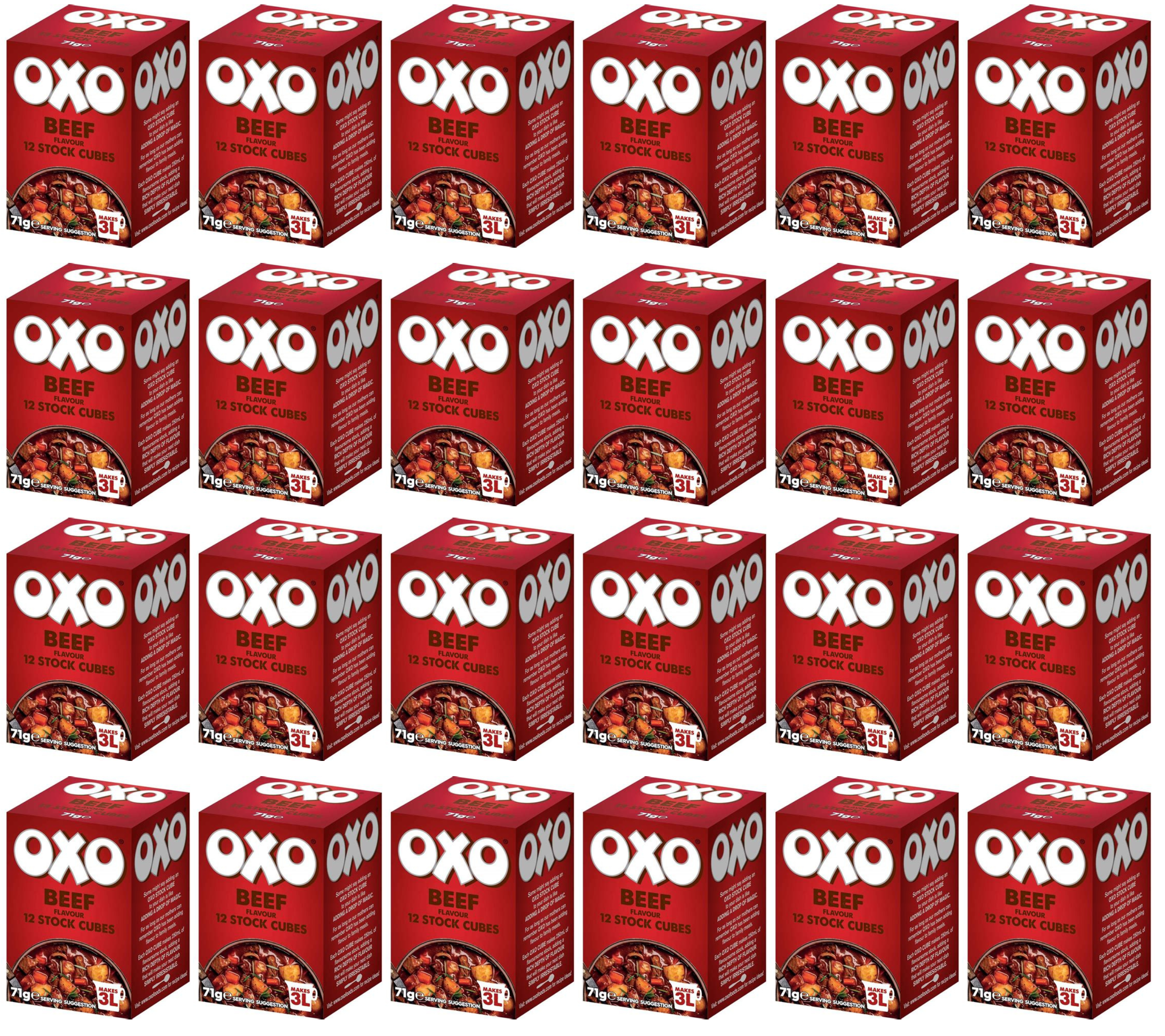 24 x Oxo 12 Beef Stock Cubes 71G