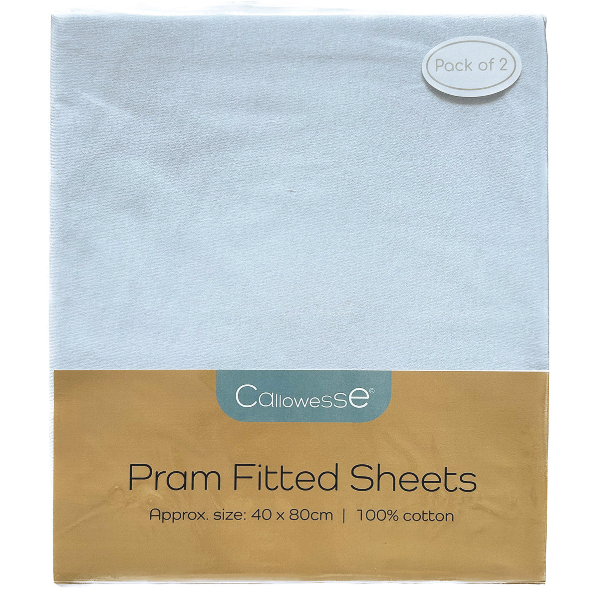 Callowesse Fitted Pram/Carrycot Sheets (2 Pack) - Sky