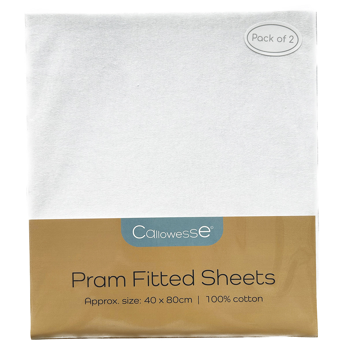 Callowesse Fitted Pram/Carrycot Sheets (2 Pack) - White