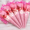 Prefilled Sweet Shop Made Pink Sweet Cone