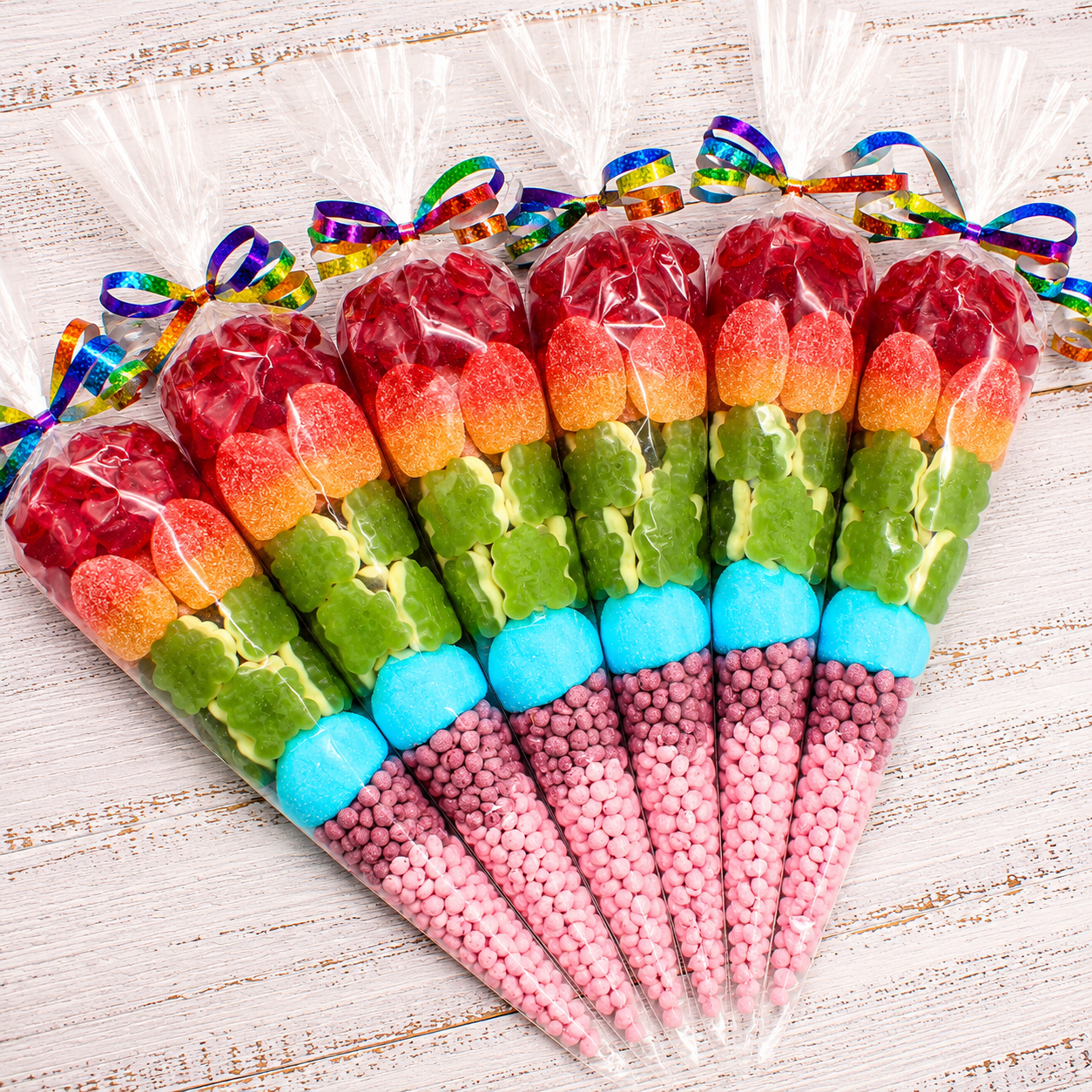 Prefilled Sweet Shop Made Rainbow Sweet Cone
