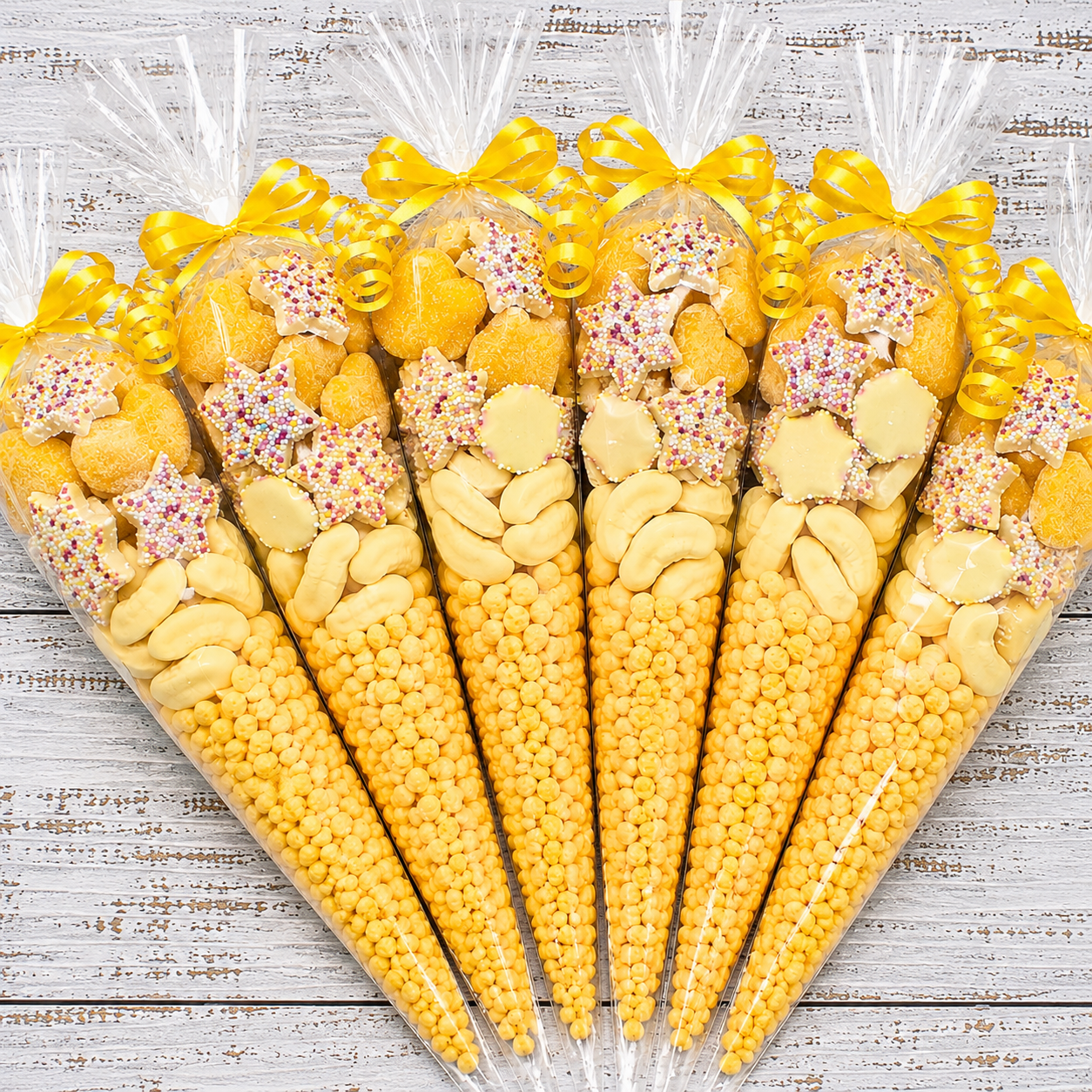 Prefilled Sweet Shop Made Yellow Sweet Cone