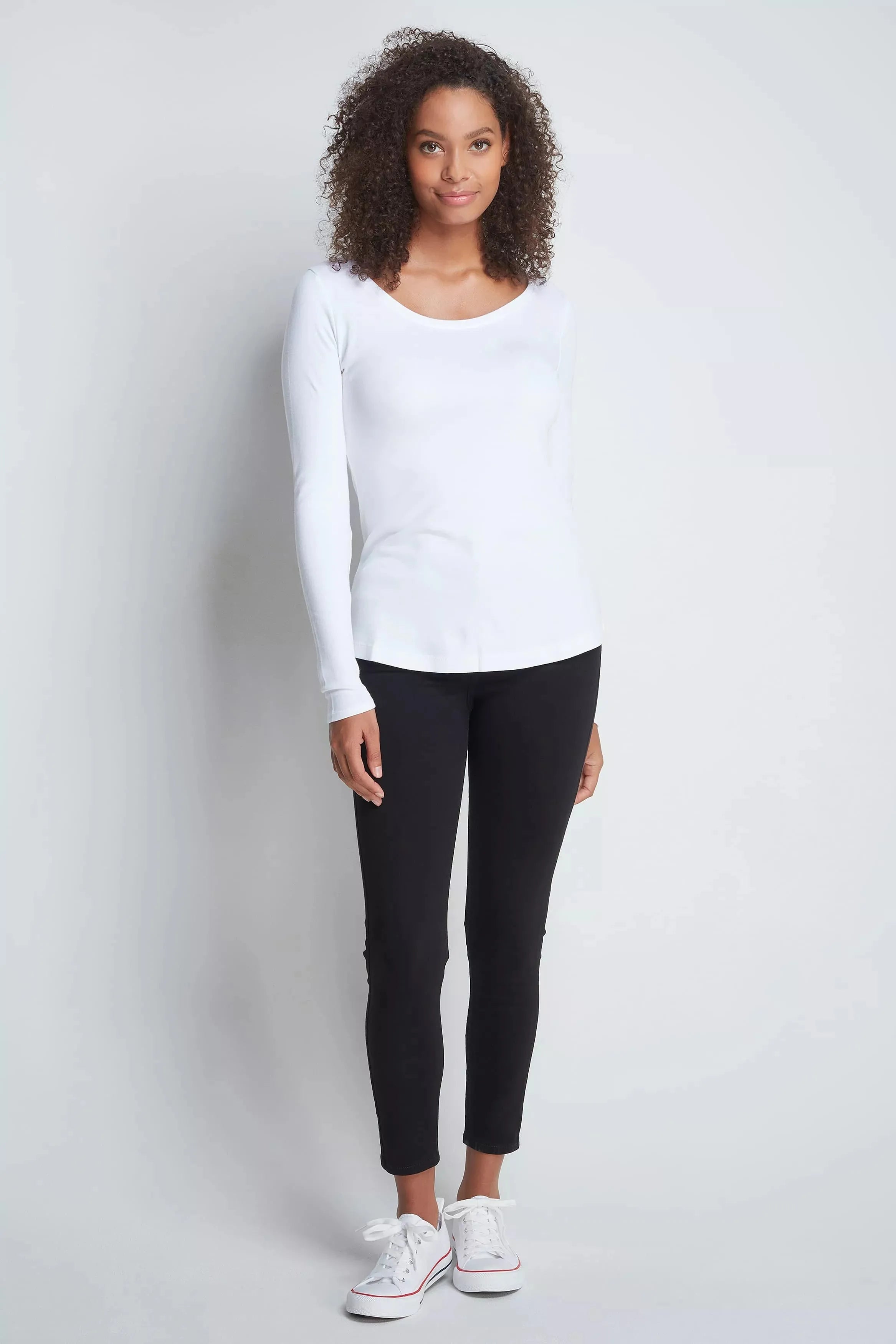 Long Sleeve Cotton Modal Scoop Neck T-Shirt