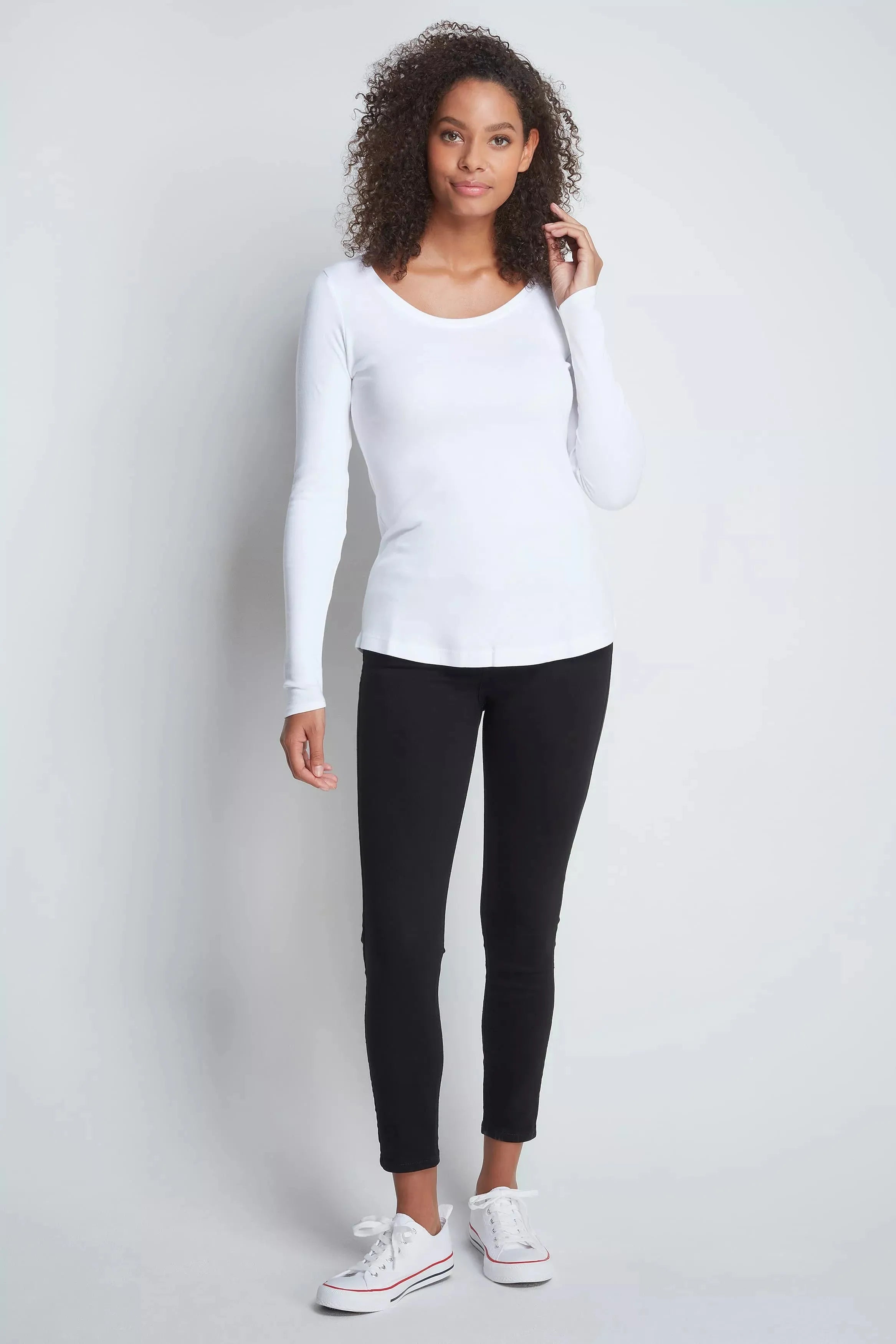 Long Sleeve Cotton Modal Scoop Neck T-Shirt